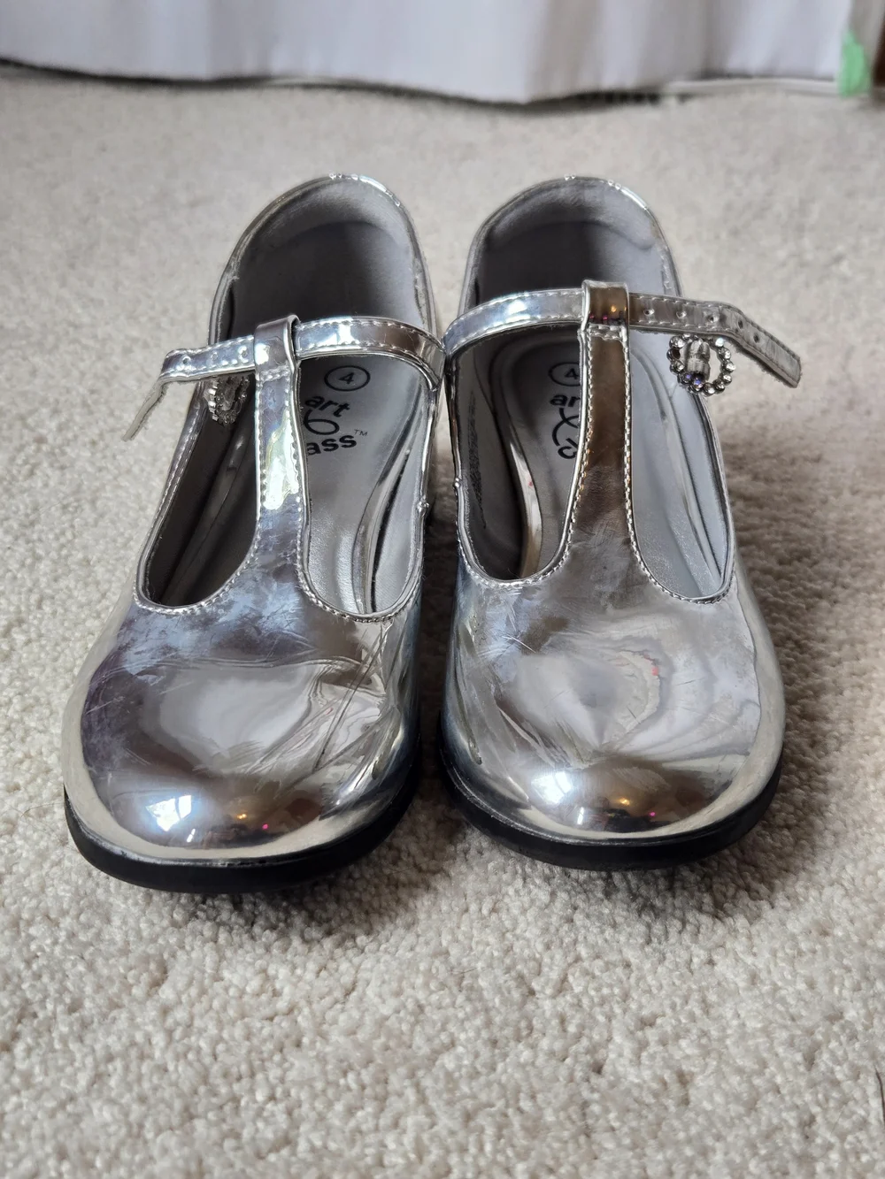 Art Class Silver T-Strap Kids Dress Shoes